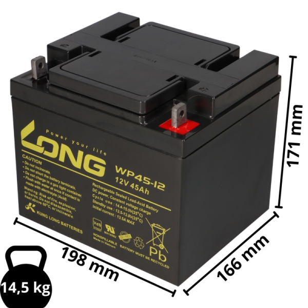 Kung Long WP45-12 VDS12V 45Ah Pb Batterie